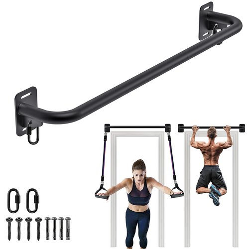 BeneLabel Pull Up Bar Wall Mount 500 LBS Capacity Doorway Chin Up Bar Steel Joist Mount Pullup Bar Multifunctional Heavy Duty Chinup Bar with Carabiner for Doorway Indoor Home Gym Garage