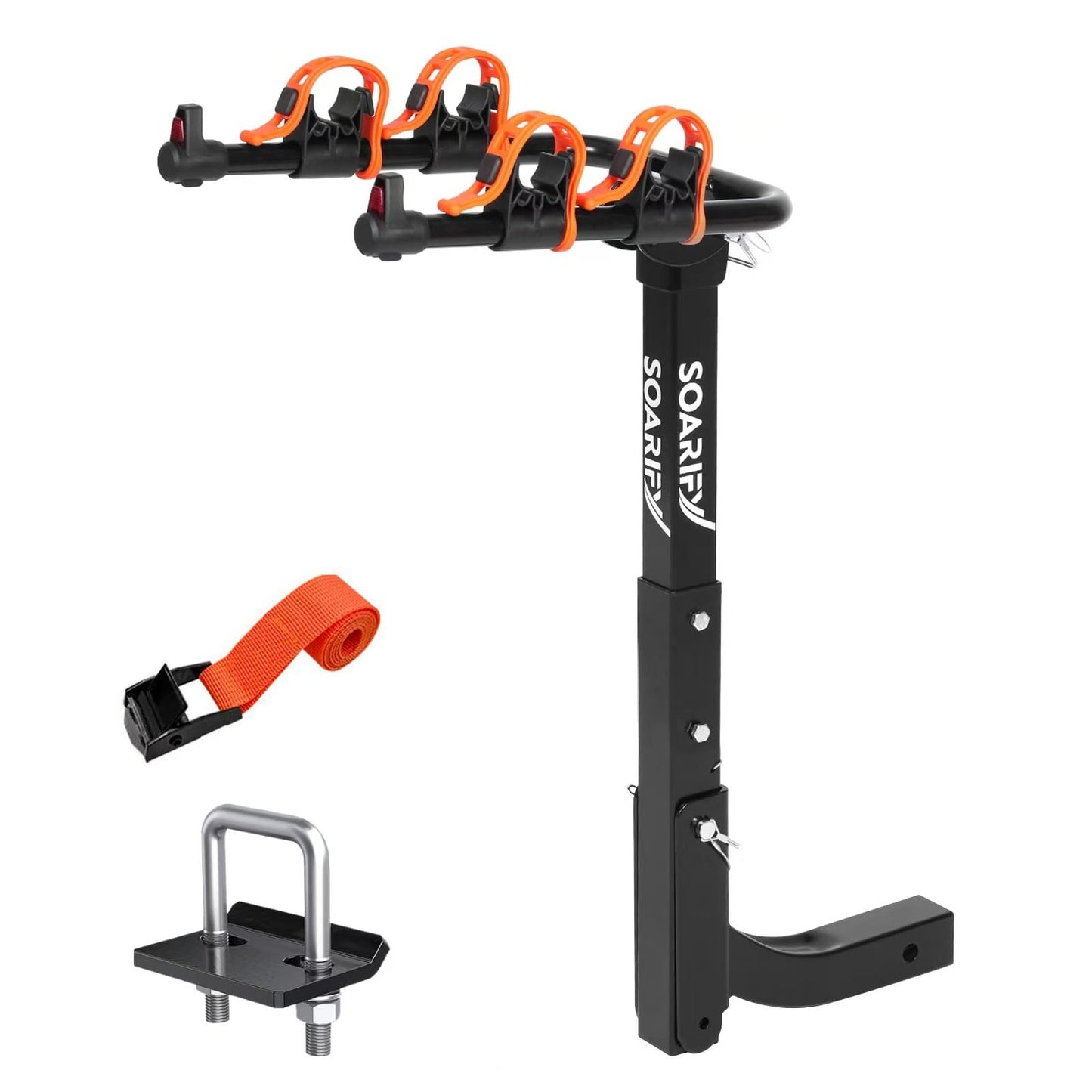 Soarify Bike Rack for Car, SUV, RV, Mount Hitch Bike Rack, Up to 143 lbs Load Bicycle Rack Carrier Rubber Straps, Tilt Release with 2" Hitch for Cars (2 Bikes)