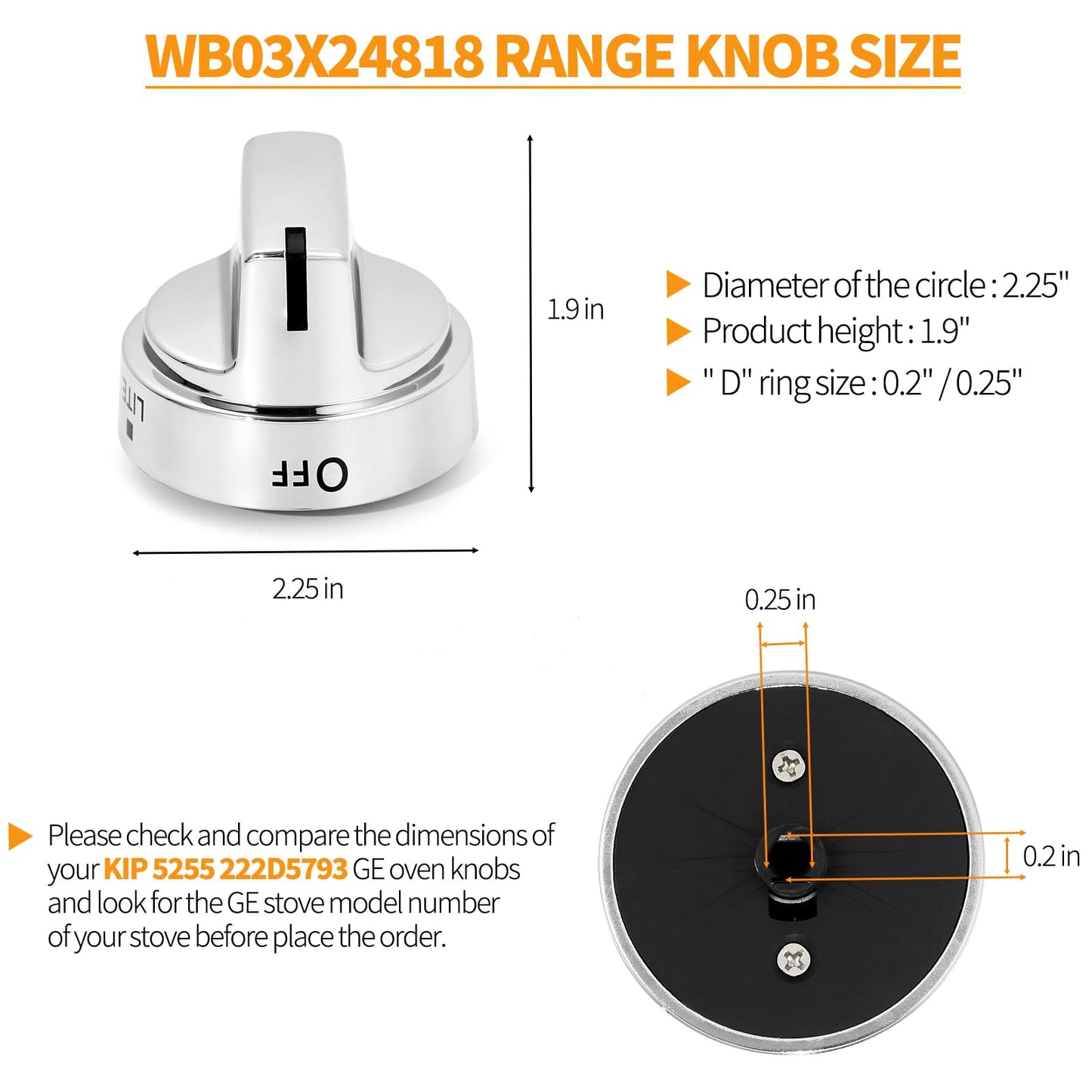 Atgestore 222D5786P010 WB03X24818 Gas Stove Knob Replacement for GE Stove Parts KIP 5G92 222D5793 Cooktop - General Electric Range Plastic Burner Control Knob for Oven 1 Pcs