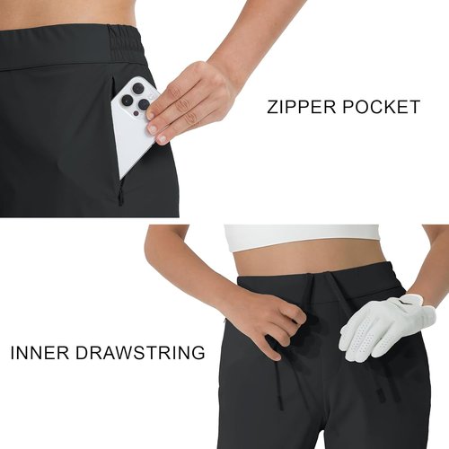 M MAELREG Women's Golf Pants - Lightweight 7/8 Ankle Sweatpants with Zip Pockets for Athletic Travel & Lounge