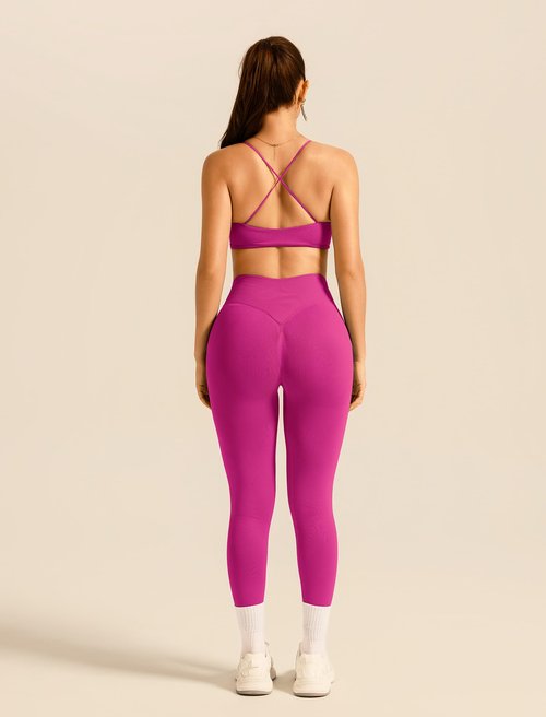 ABOCIW Womens Workout Sets 2 Piece Seamless Strappy Sports Bra Crossover Waist Leggings Gym Sets Yoga Pilates Outfits Work Out Clothes Hibiscus X-Small