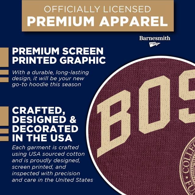 Unisex Hoodie Sweatshirt - Cotton/Poly Blend, Heritage Logo - Boston College Eagles, Maroon, Medium