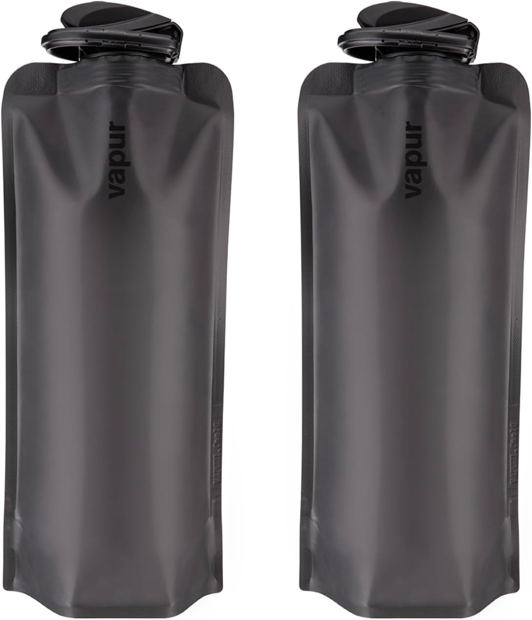 Vapur Collapsible Water Bottle - Compact Hydration Solution with Carabiner | 34 Ounce, Blackout, Pack of 2