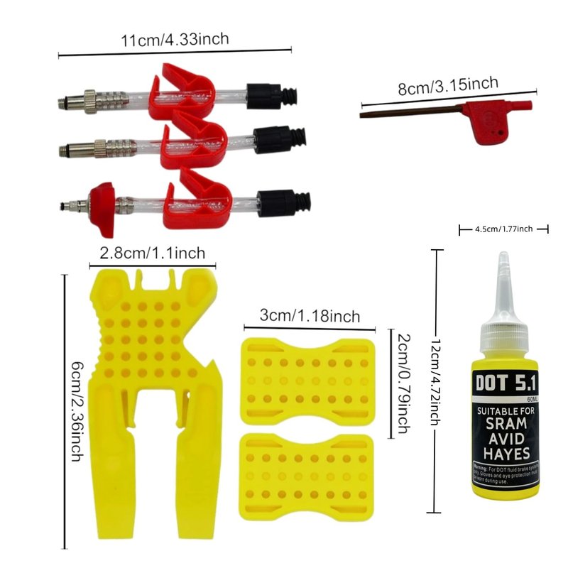 Avid Bike Brake Bleed Kit for All SRAM Series.Bicycle Hydraulic Brake Bleed Kit Including Metal Adapters and 60ML High Performance Dot 5.1 Brake Fluid.