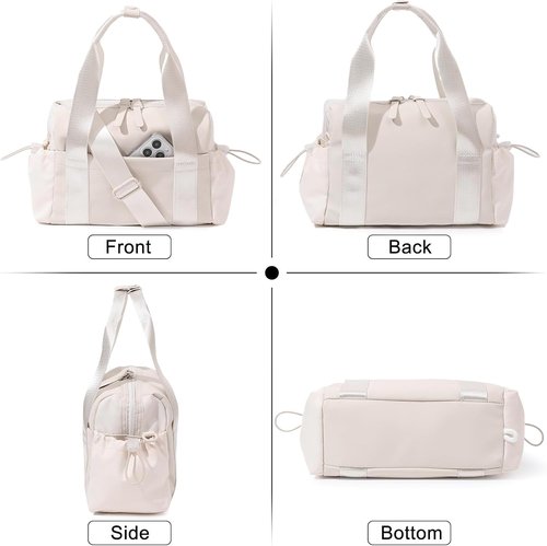 Bucosd Mini Crossbody Gym Bag - Stylish Duffle with Wet Compartment for Women | Beige