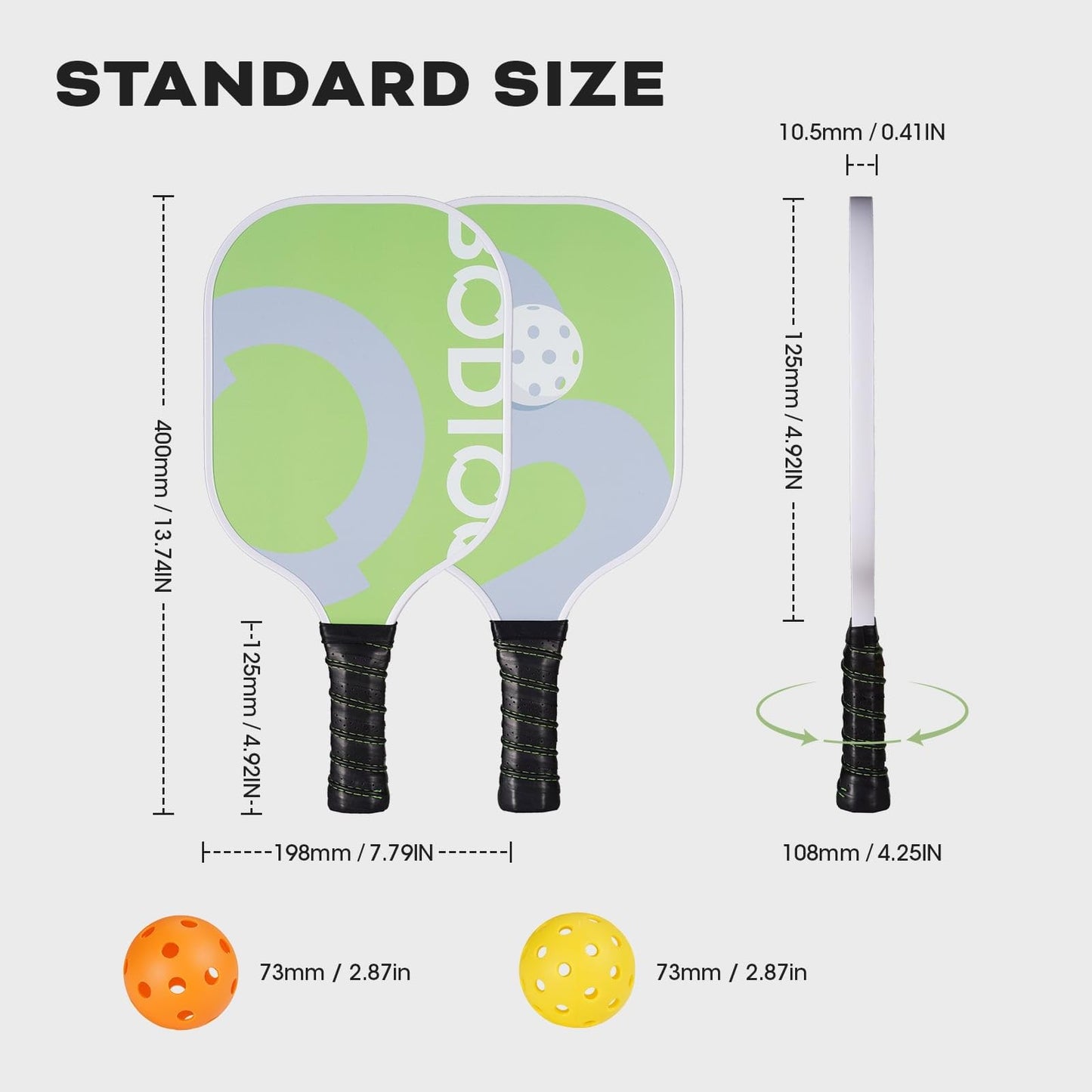 Pickleball Paddles Set of 2 Pickleball Set with Fiberglass Surface Polypropylene Honeycomb Core Pickleball Paddle Non-Slip Grip Lightweight Pickleball Rackets with 4 Pickleballs and Carry Bag