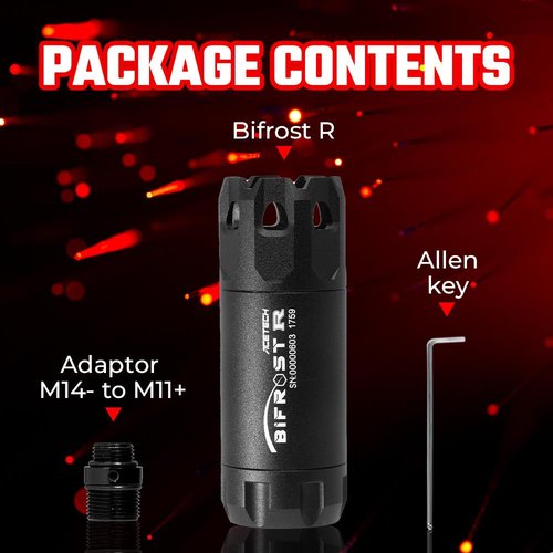 ACETECH Airsoft Pistol/Riffle RGB Tracer Unit Bifrost R 14mm CCW Negative Thread with M14- to M11+ Adaptor Glow in The Dark Green/Red BB LED Rainbow Lighting Effect (Black)