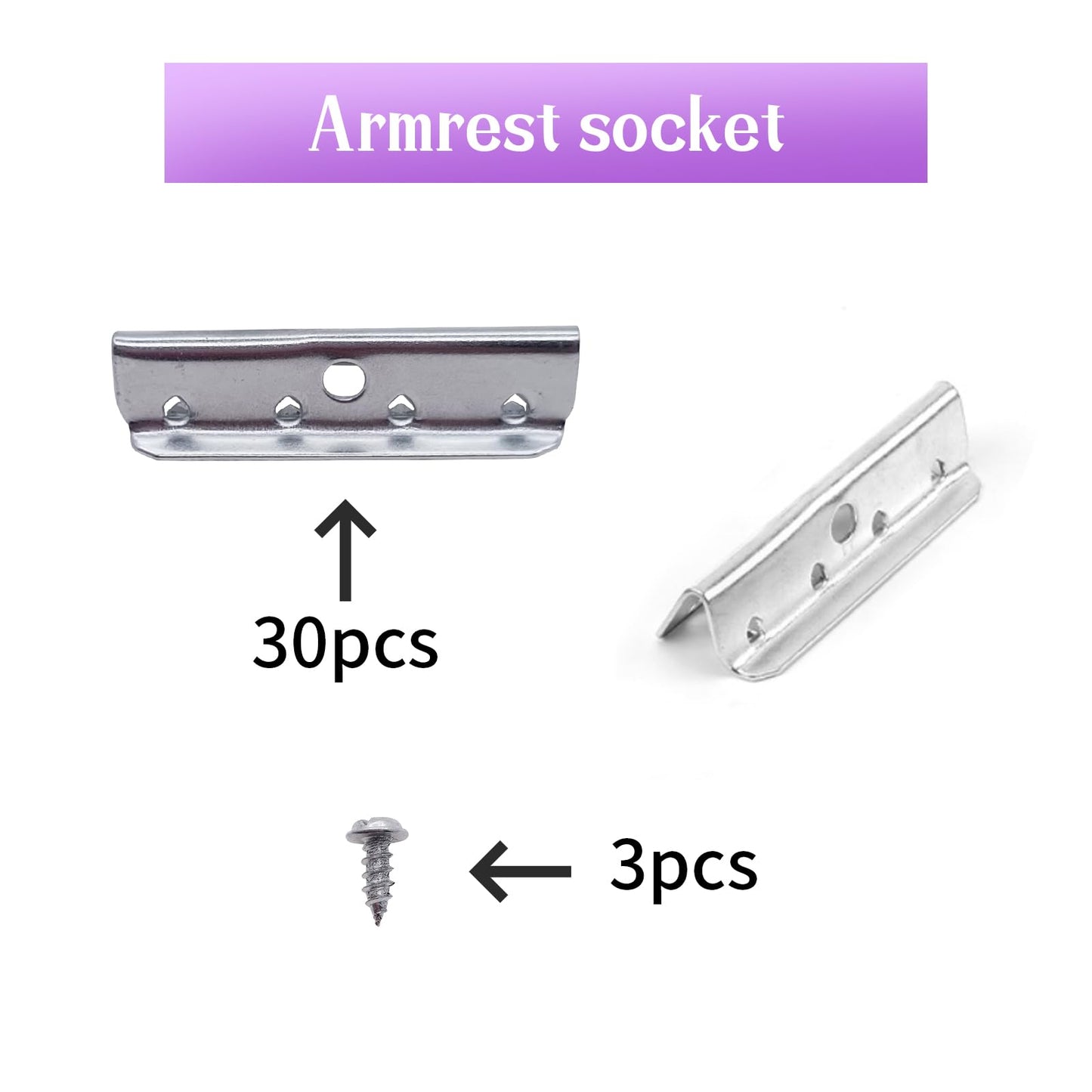 30 Pcs Metal End Clips for Rubber Webbing, 1/2 * 2" Replacement Upholstery Furniture Webbing End Clips for Sofa Chair Furniture with Screws