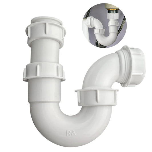 DIA 40MM Sink Drain Pipe Swivel P Trap with 75mm Water Seal for Bathroom & Kitchen - Easy Install Kitchen Sink Plumbing Kit