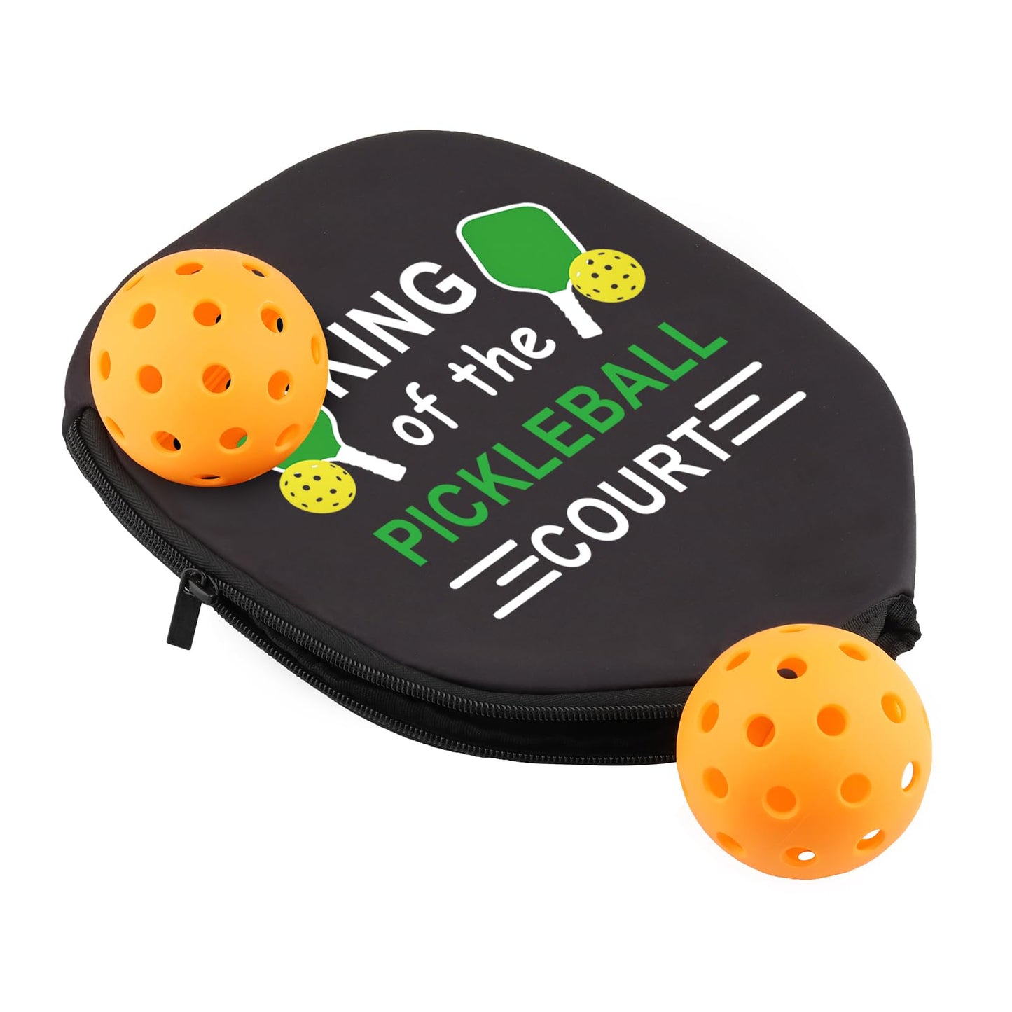 PWHAOO 2PC Queen/King Of The Pickleball Court Pickleball Paddle Covers Funny Pickleball Paddle Pouch Gift (King Of Pickleball Paddle)