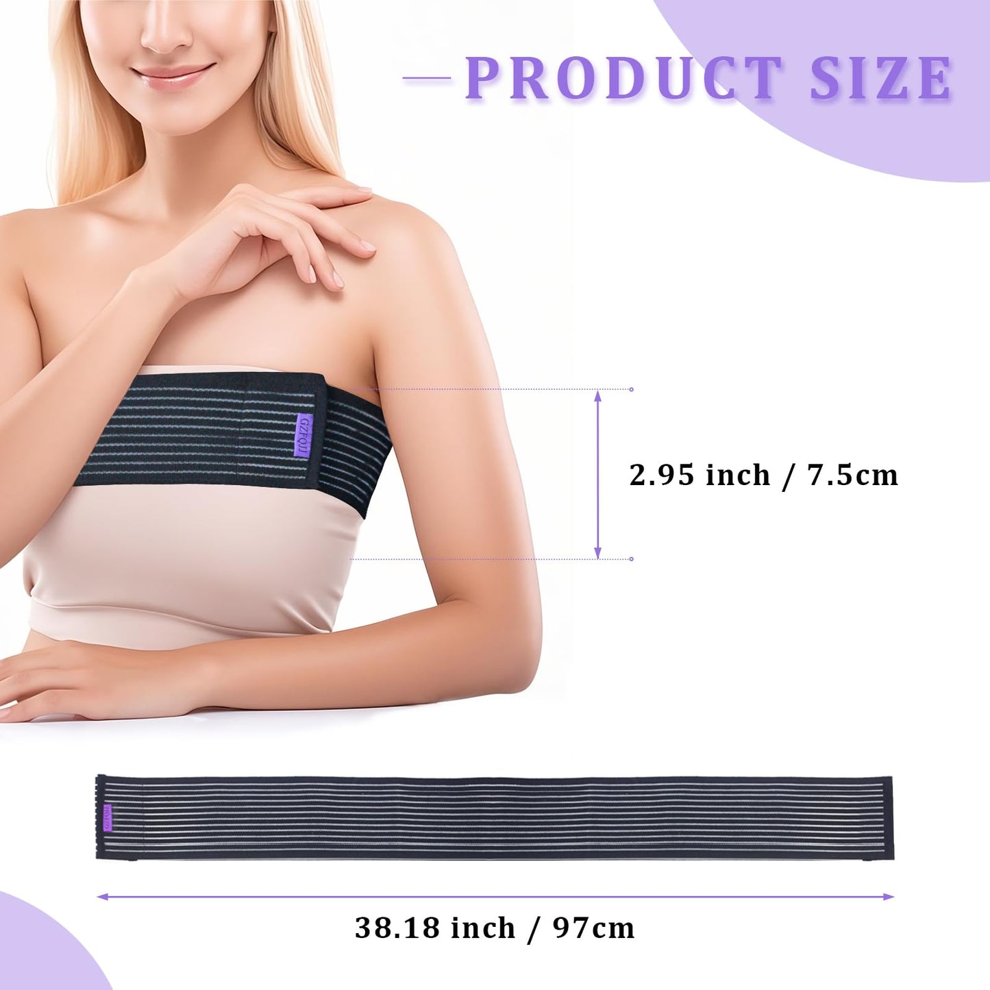 Breast Implant Stabilizer Band ，Post Surgery Breast Band Chest Compression Wrap For Women ，Breast Support Bandage ，Breast Augmentation Band Bra Breast Reduction Recovery Supplies For Healing One Size Fits All (Black)