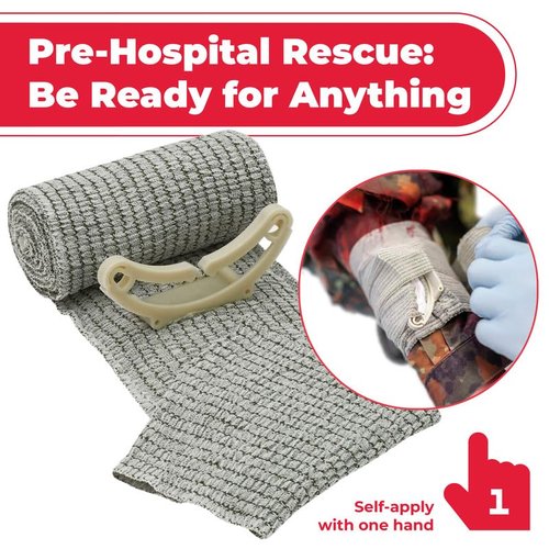 EverOne 4" Israeli Emergency High Strength Compression Bandage, Trauma Wound Dressing, Hemostatic Control Bandage, 3 Pack