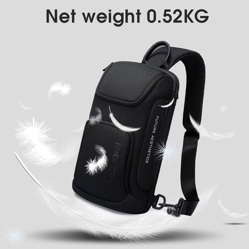 BANGE Mens Sling Bag, Waterproof Man Bags Crossbody, Casual Crossbody Backpack for Outdoors Hiking Traveling Men and Women-Black