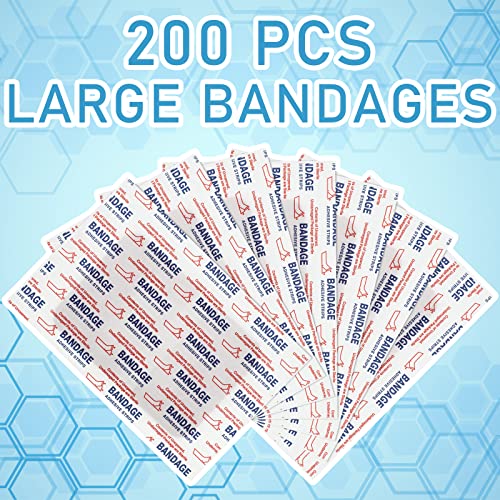 Marsui 200 Pcs Large 3x4 Inch Flexible Adhesive Bandages - Wound Care Supplies
