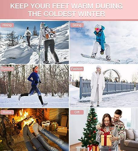 BLONGW Small-Medium Black Thermal Knee High Socks for Women Winter Hiking & Running