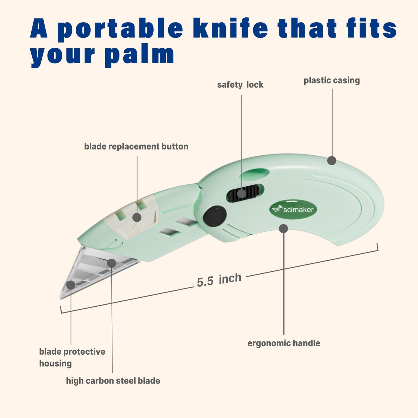 Scimaker 4-Pack Folding Box Cutters Lightweight Utility Knives Set Perfect for Office and Home Use, Back-lock Mechanism with Extra 10-Piece Blades