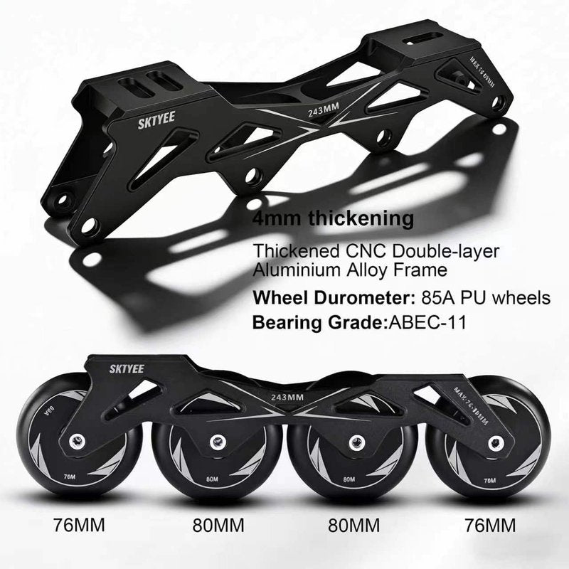 SKTYEE Inline Skates for Women Men, High Performance Roller Skates Blades Adult Male Female, Professional Skates for Outdoor Fitness & Beginners, Washable Liner, 85A PU Wheels, Black