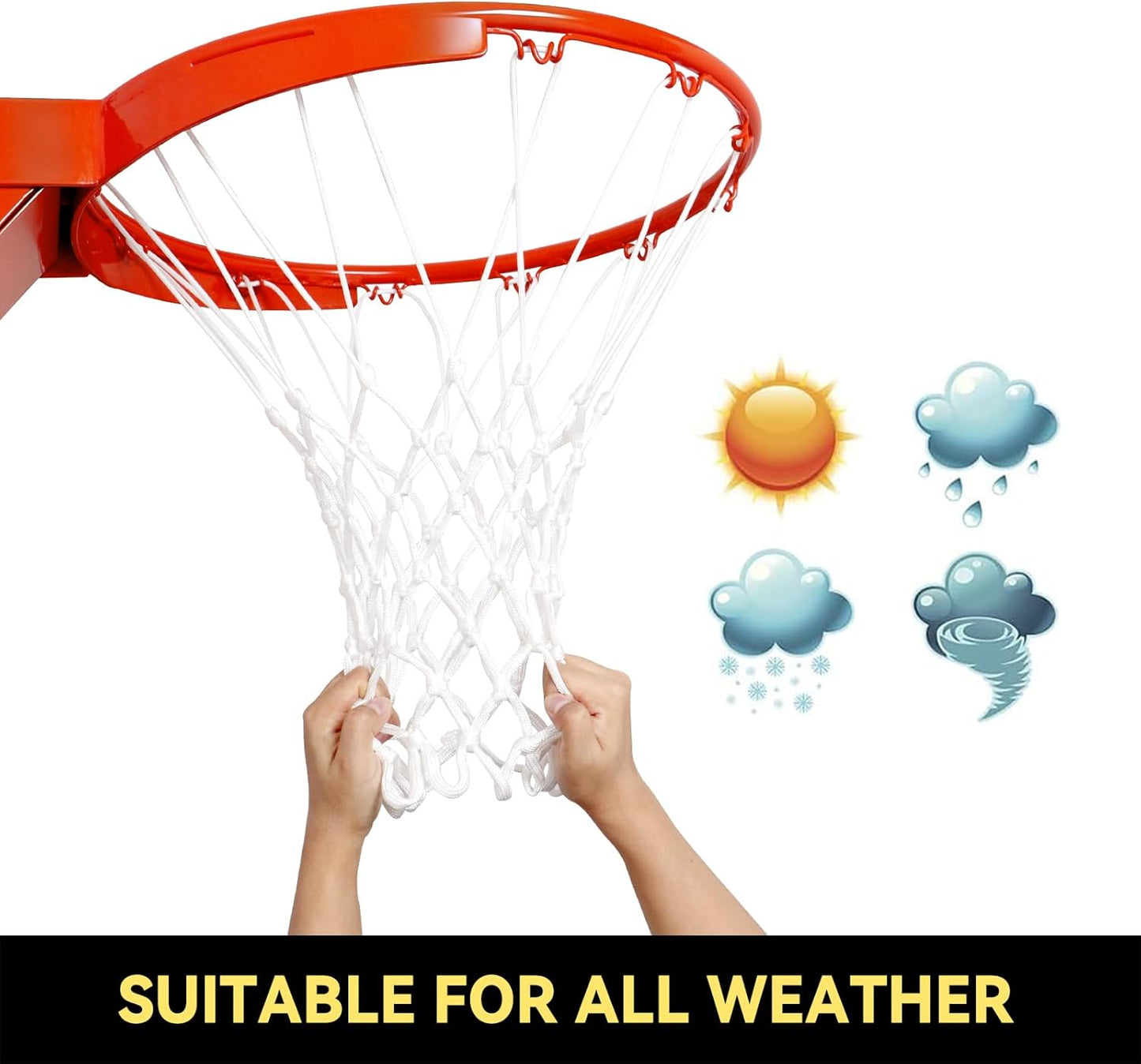 Premium Quality Basketball Net Replacement - Heavy Duty, All-Weather, Fits Standard 12 Loops Rims