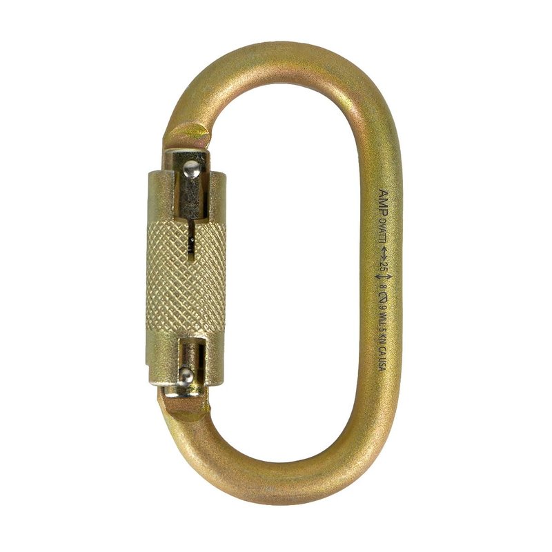 Fusion Climb Ovatti Military Tactical Edition Steel Auto Lock Oval Symmetrical Anchor Carabiner Gold, One Size (FP-9108-P-GLD)