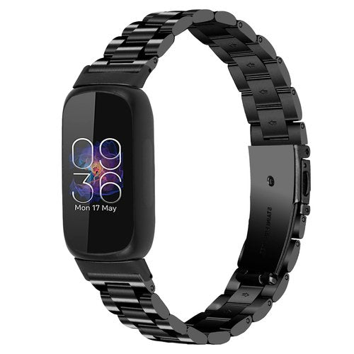 Limque Stainless Steel Band Compatible with Fitbit Inspire 3, Adjustable Metal Watch Bands Bracelets，Wristband Replacement for Women Men(Black)