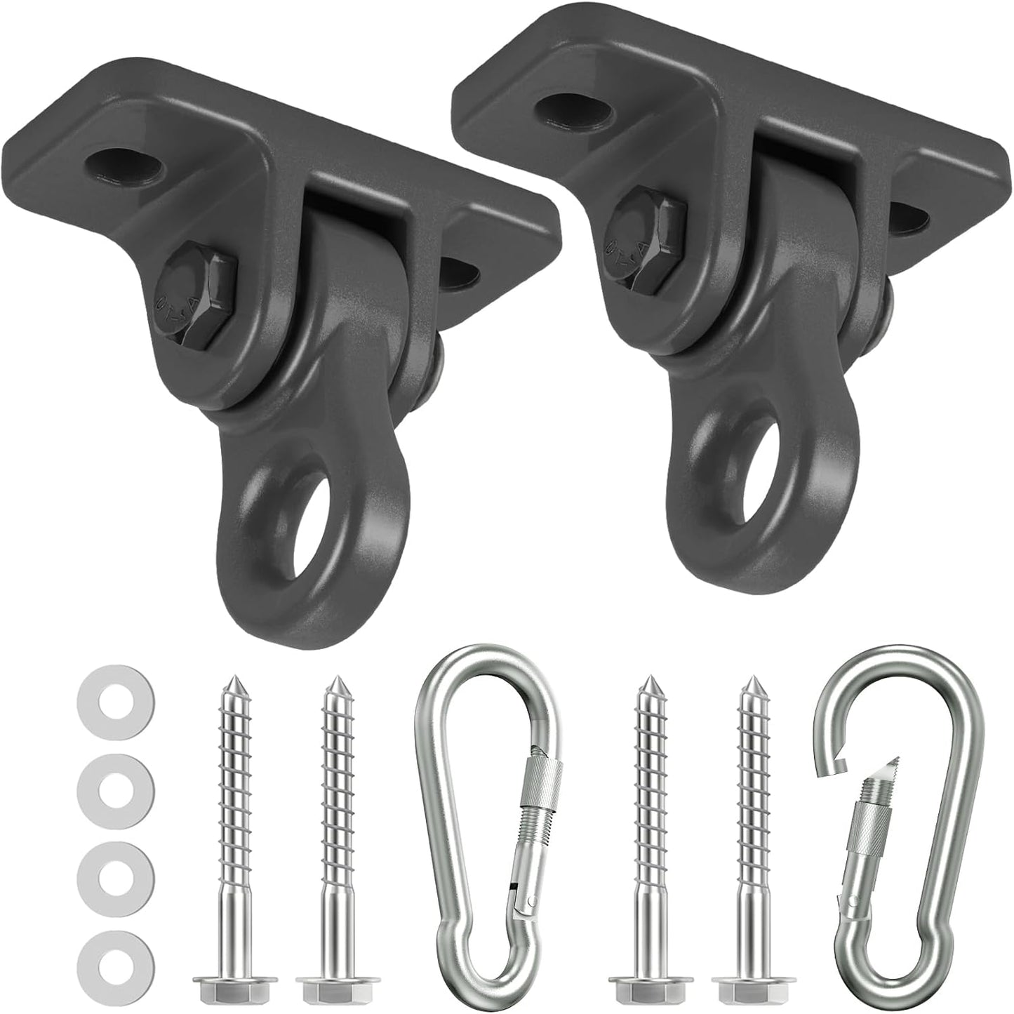 Skiennix Heavy Duty Porch Swing Hangers Kit - Durable Screws & Bolts for Indoor/Outdoor Use (2 Pack, Black)
