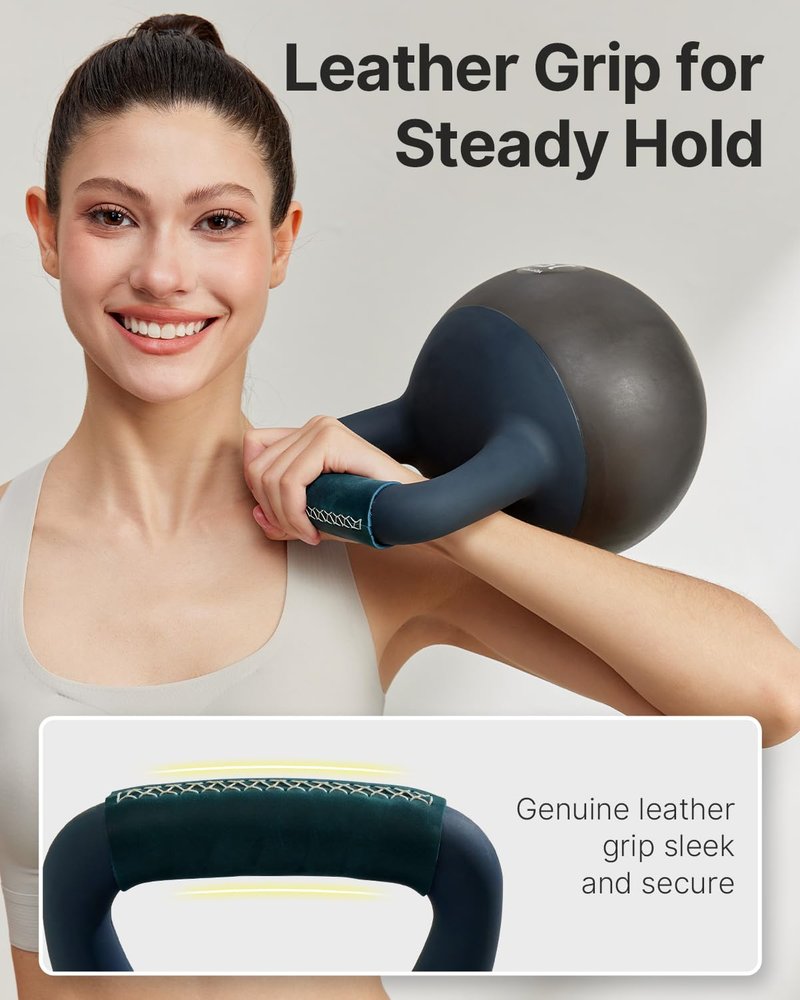 YOTTOY Soft Kettlebell with Leather Handle – Anti-Slip Sweat-Absorbing Grip, Home Gym Kettlebell Weights for Strength Training, Safe Neoprene Kettlebell for Women & Men (Purple, 6 LB)