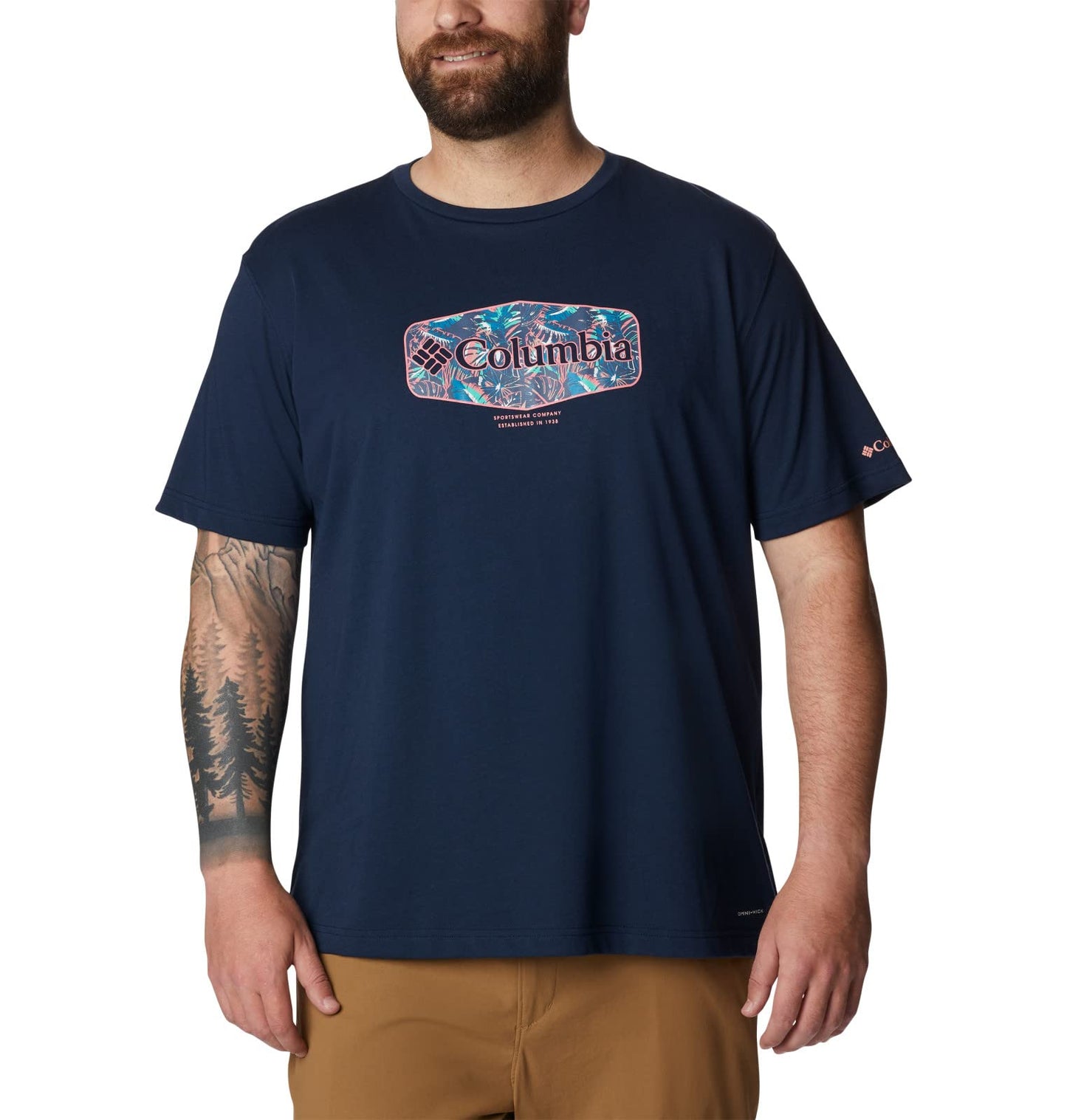 Columbia Men's Thistletown Hills Graphic Short Sleeve, Collegiate Navy HTHR/Wanderland Graphic, 2X Big