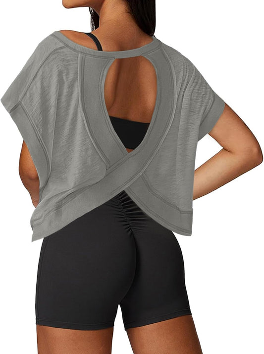 UNIANKIYA Workout Tops for Women - Loose Fit Athletic Crop Tee for Gym & Yoga | Short Sleeve Design