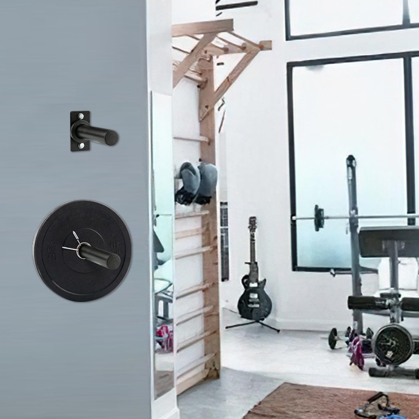 GarveeLife Wall Mounted Weight Plate Holder - Fit 2 Inch Weight Plates, Weight Plate Rack for Home Gym, Max Weight Capacity 300 Lb, 4 Pack
