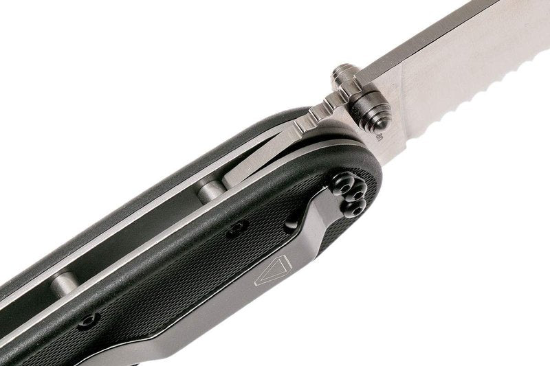 Ontario Knife Company Company 8849 Rat-1 Satin AUS-8 Stainless Steel 3.50" Serrated Edge Blade Black Nylon Handle 4-Position Reversible Clip Folding Knife for Outdoor, Tactical, Survival & EDC (Black)