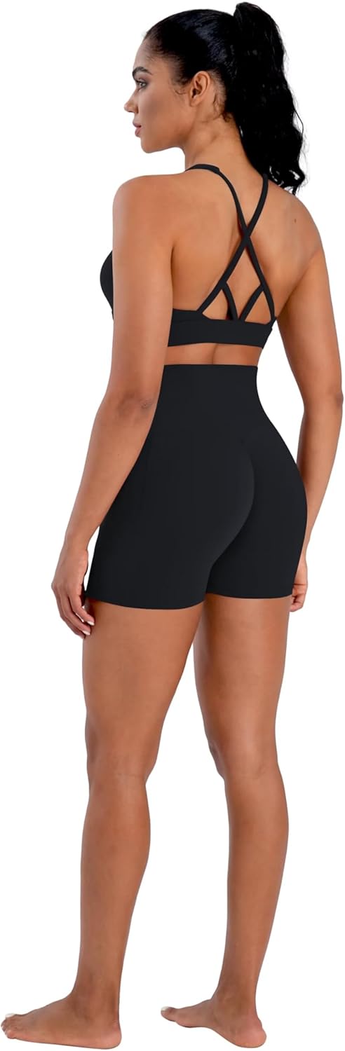 Sunzel Hidden Butt Lifting Biker Shorts - High Waist Yoga Shorts with Pockets for Tummy Control
