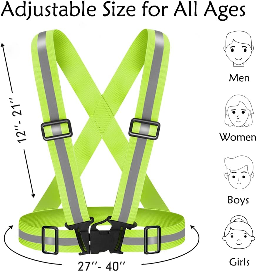 Skiennix High Visibility Reflective Vest - Adjustable Safety Gear for Running, Walking, and Cycling