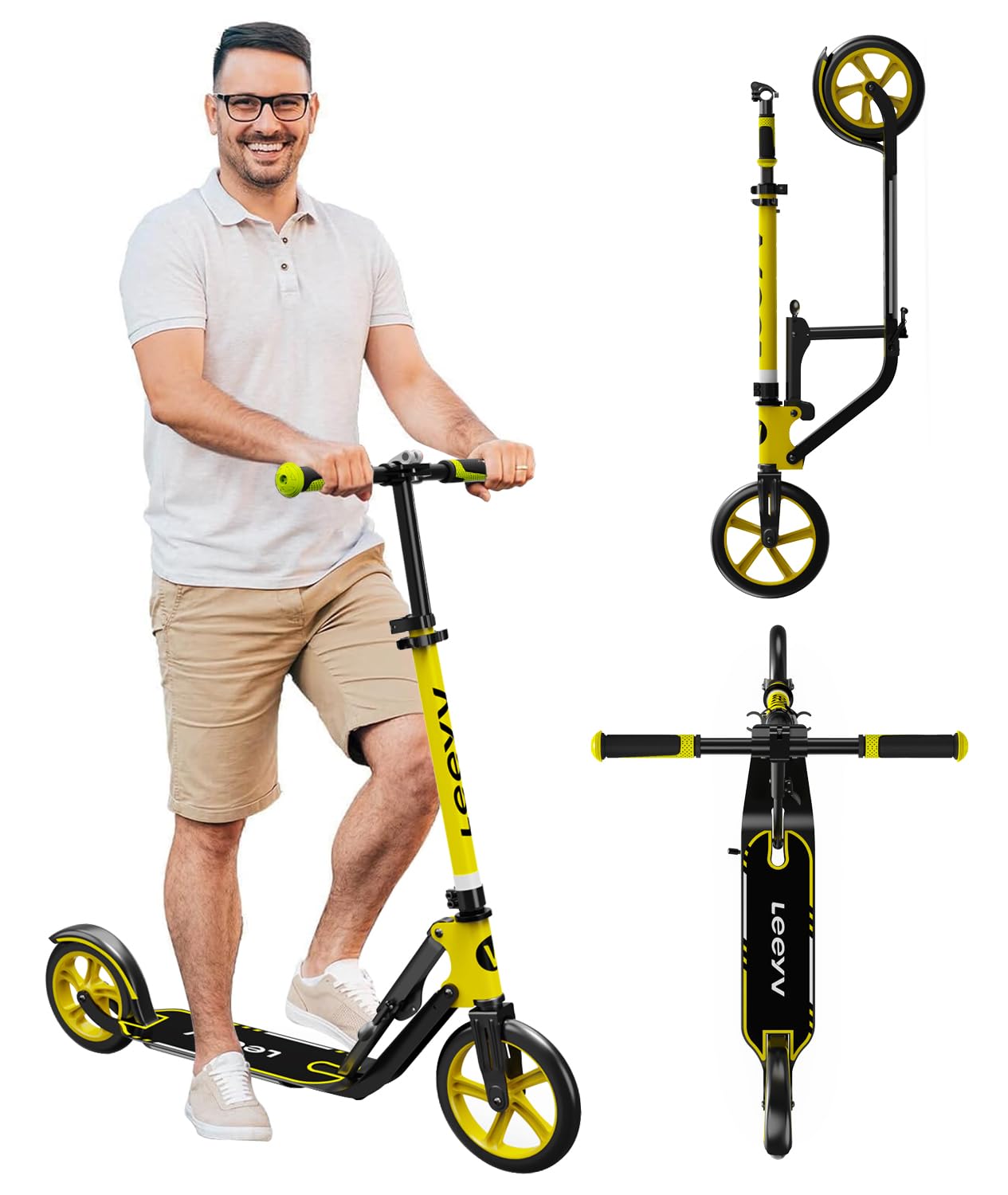 Scooter for Adults –Adult Scooter,Folding, Adjustable Height, Big Wheels, Lightweight All-Aluminum Frame | Suitable for Teens 12+ | 265lbs Weight Limit,Kick Scooter