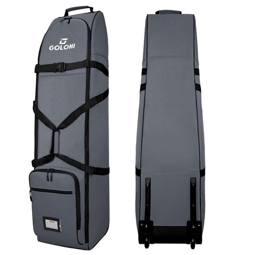 Goloni Golf Travel Bag with Wheels for Airlines, Heavy Duty Golf Club Travel Case, Water Resistant Golf Bag Cover for Air Travel, Portable Foldable Golf Luggage for Men Women