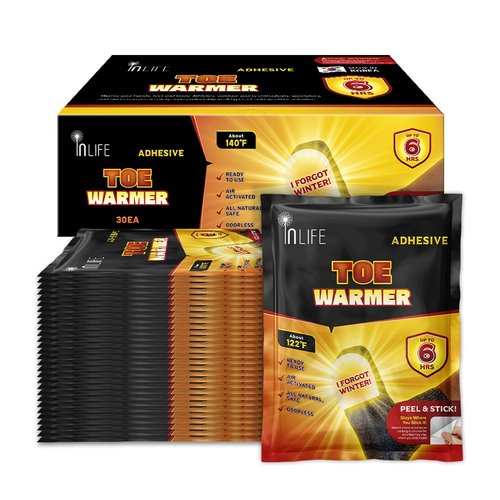 InLife Super Warmer with Adhesive Backing for Toes | All Natural & Safe, Instant Quick Heat, Easy & Comfort | Bigger & Wider Size, Air Activated, Stable & Long-Lasting | Odorless, 20 Pairs (40 Units)