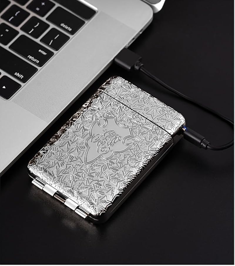 KUGUAN Cigarette Case with USB Lighter 16 Cigarettes Windproof & Rechargeable