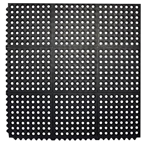 Envelor Interlocking Rubber Floor Mat Restaurant Kitchen Mat for Floor Anti Fatigue Bar Mat Door Mat Non - Slip Mat Indoor Outdoor Shower Pool Drainage Mat Durable Garage Flooring 36 x 36 Inch
