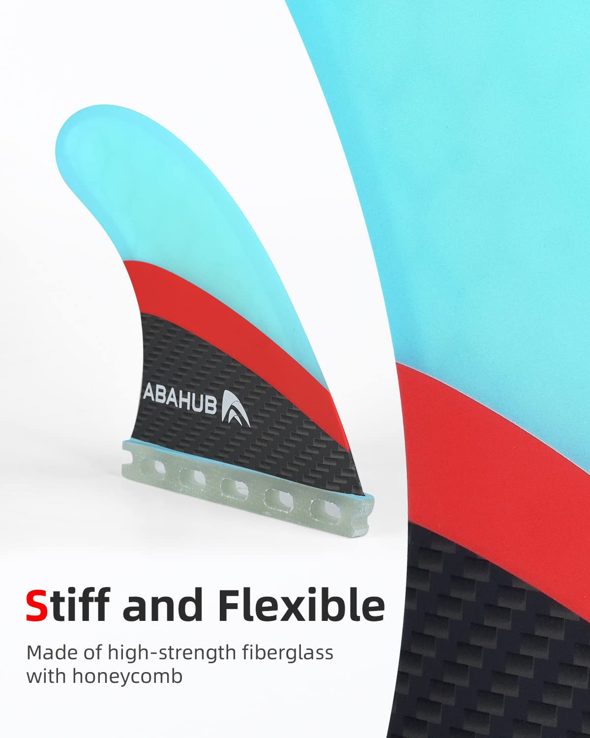 Abahub Surfboard Fins Compatible with Future Style Fin Box, Fiberglass Blue