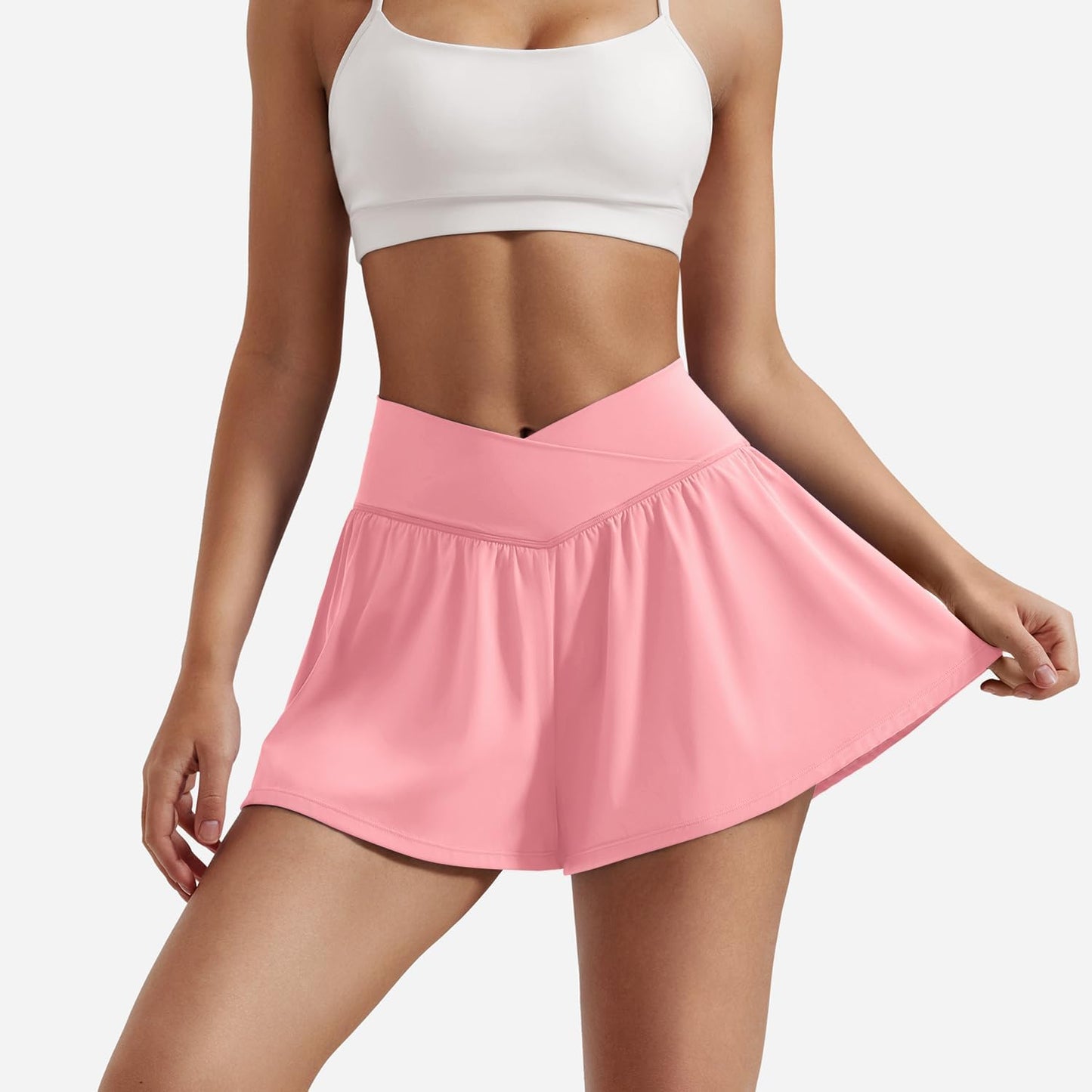 YEOREO Women's Flowy Athletic Shorts - Versatile Workout Tennis Skorts with Pocket for Running & Gym
