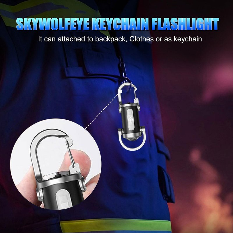 Skywolfeye 2 Pack Rechargeable Keychain Flashlights, EDC Mini Keychain Flashlight 6 Light Modes Waterproof, Compact Pocket COB Light for Night Working, Running, Walking, Camping, Fishing, Hiking