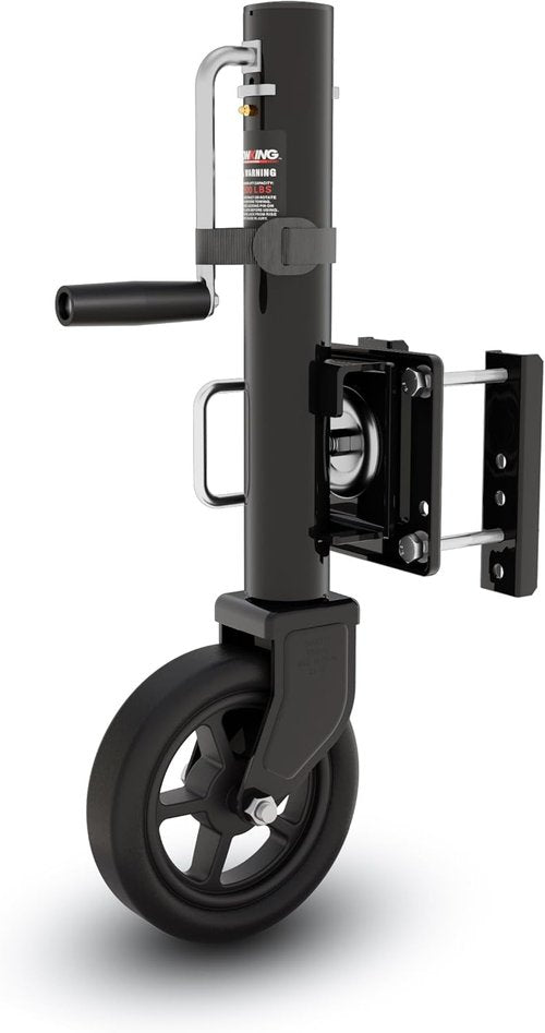 8" Spoke Wheel Trailer Jack - 1500 lbs Capacity | 10" Vertical Movement for RVs, Boats, Trailers - Black