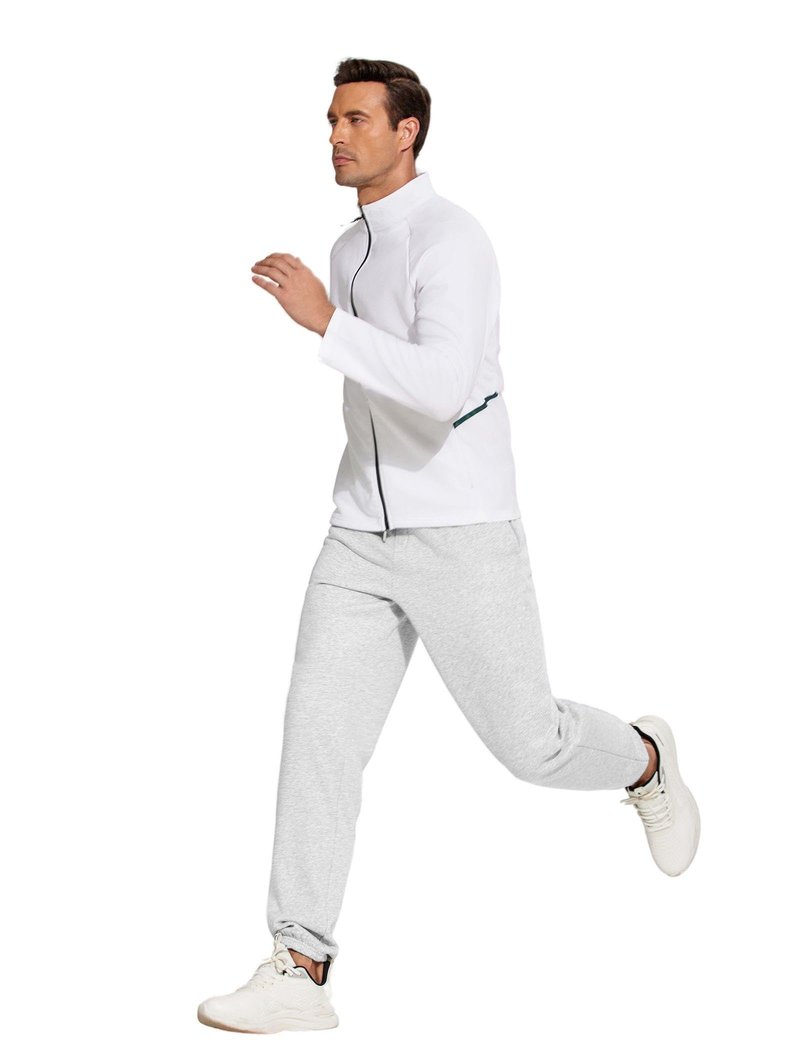 PINSPARK Grey Sweatpants Men Fleece Joggers Cuffed Warm Cotton Workout Pants for Men with Pockets
