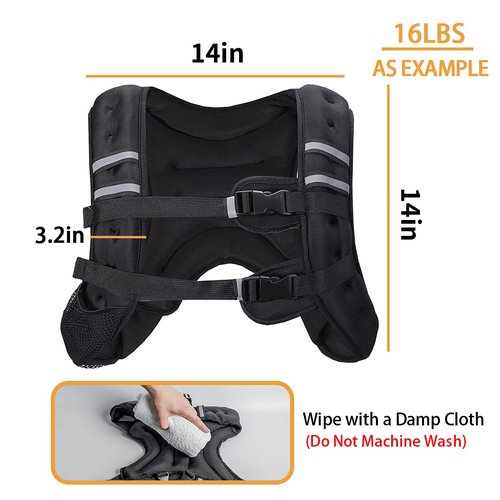 BITLIFUN Weighted Vest for Men Workout，Strength Training Weight Vest for Men and Women, Workout Equipment for Training,Running,Jogging,etc - 8lbs,12lbs,16lbs,20lbs,25lbs (20LBS (9.1KG), Black)