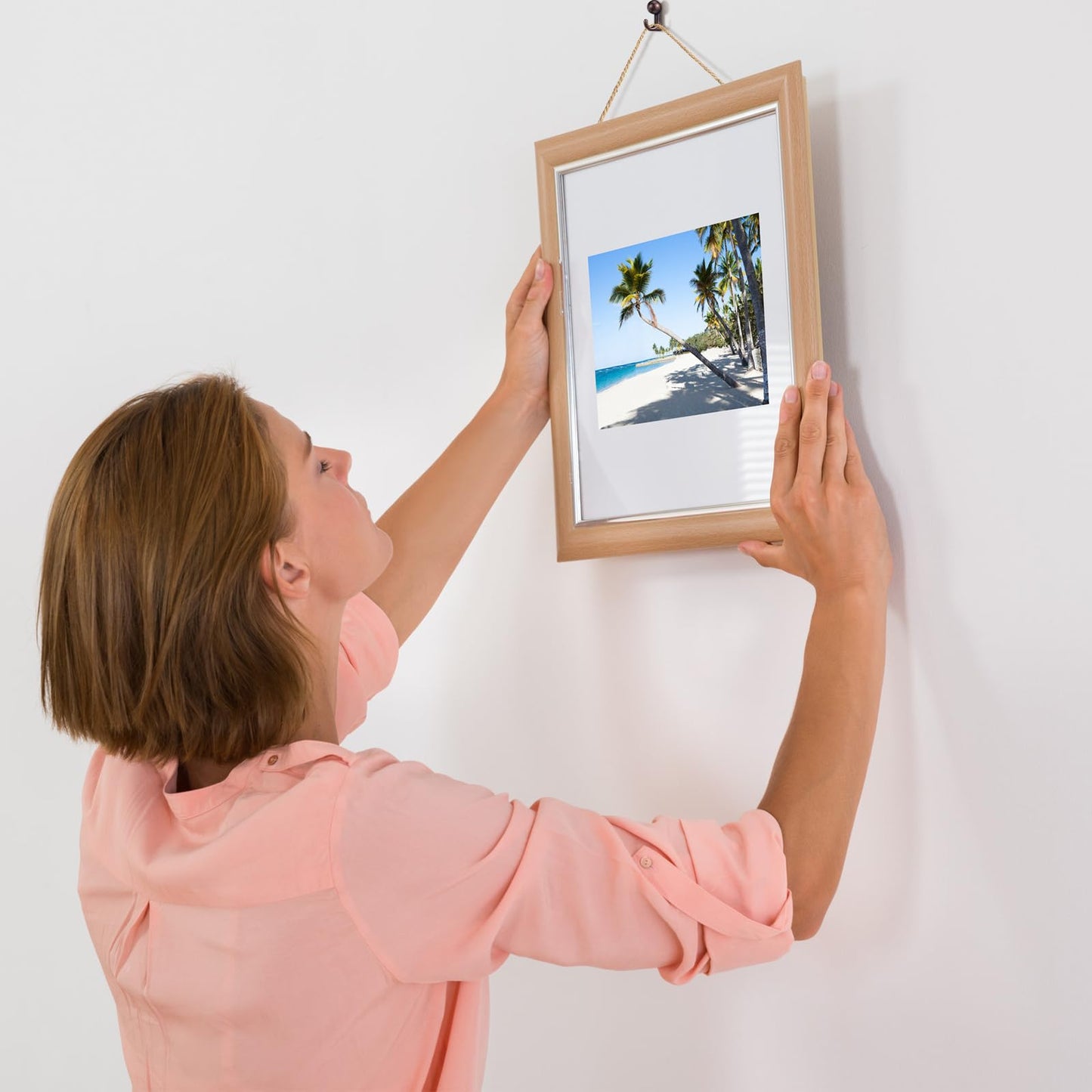 Jetec 30 Pieces Metal Push Pin Hangers Pin Wall Hooks Picture Hanging Picture Nails Frame Oil Painting Hooks on Wooden or Fabric Wall for Home or Office (Bronze)