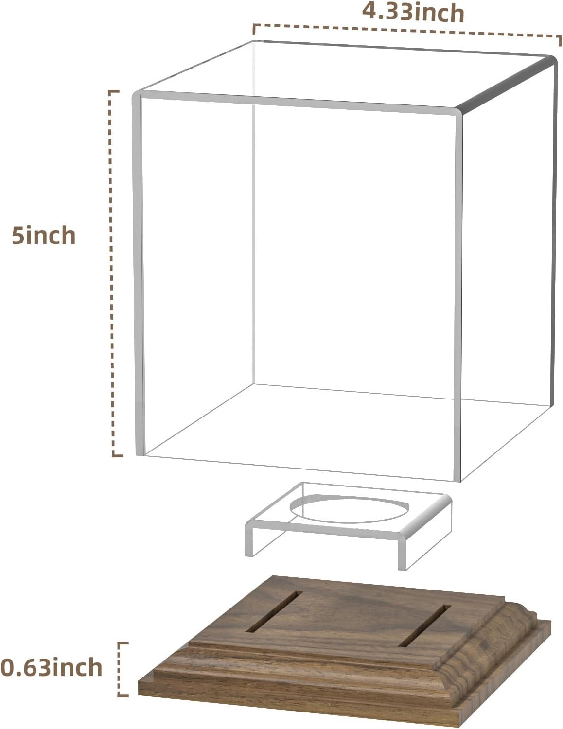 Skiennix Softball Display Case - Acrylic Holder with Walnut Wood Base for Official Size Balls
