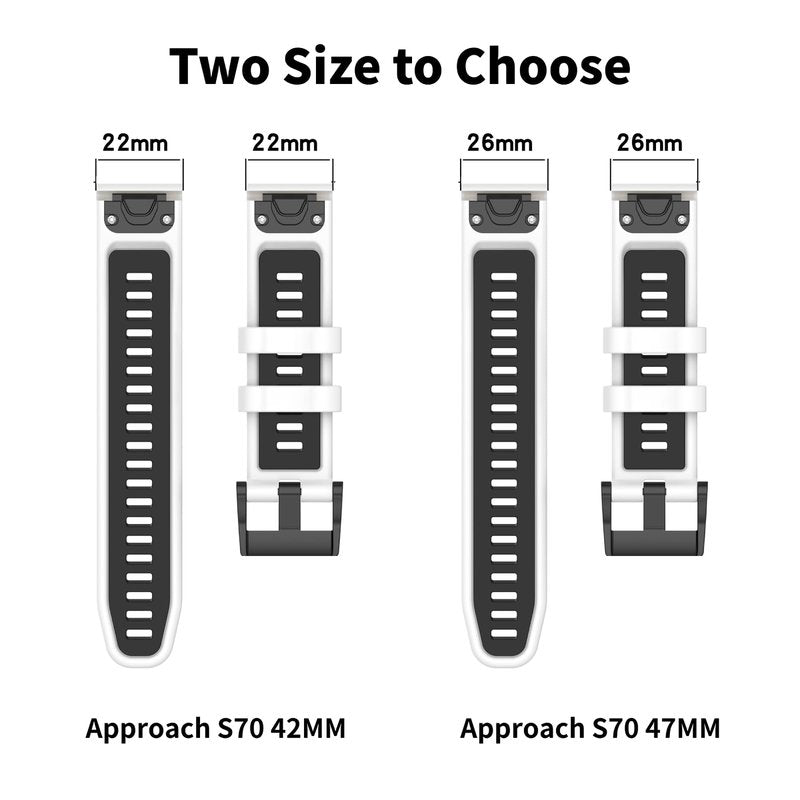 Chofit Compatible with Garmin Approach S70 42MM 47MM Watch Band,Soft Silicone Wristband Replacement Quitck Fit Sport Strap (Approach S70 47mm, Black&Red&White)