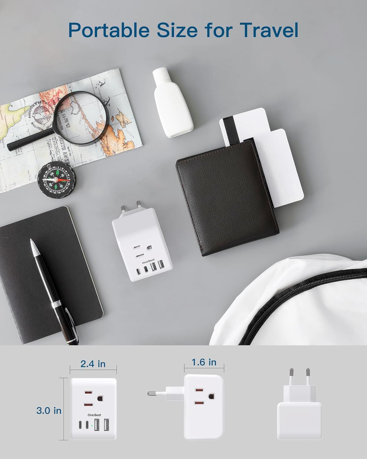 Skiennix European Travel Plug Adapter - 3 Outlets & 4 USB Charging Ports | Type C Plug for EU Travel