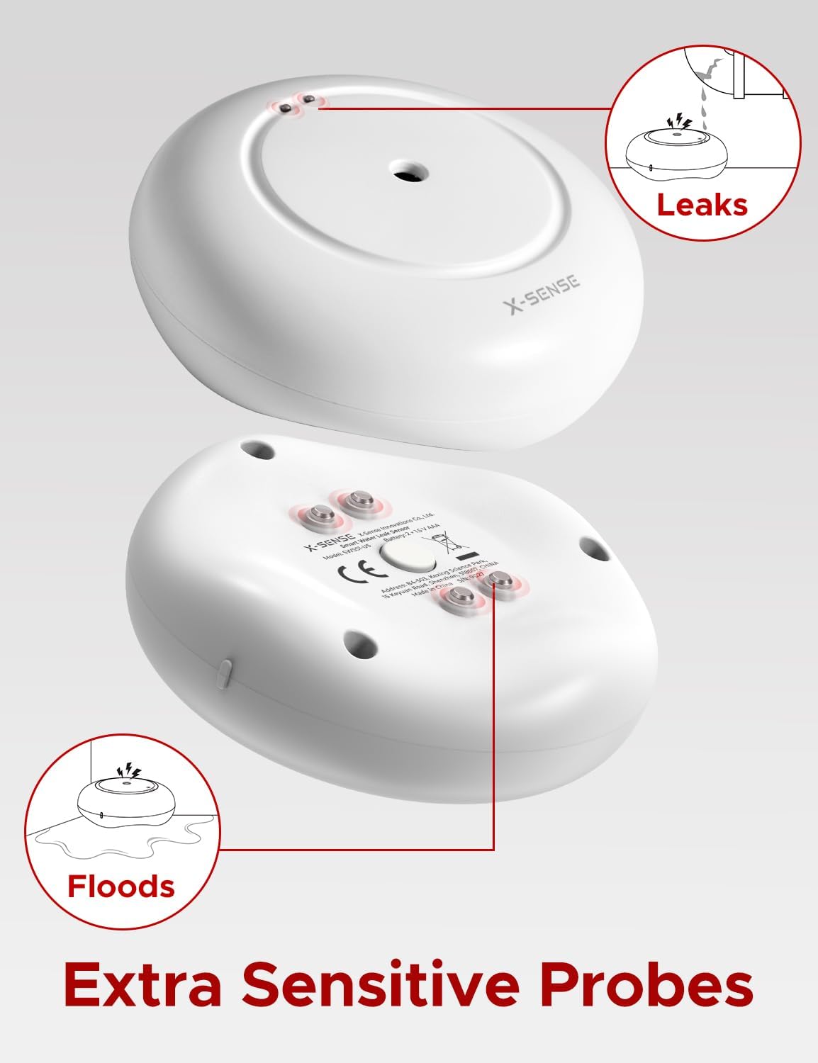 X-Sense Wi-Fi Water Leak Detector Sensor - Model SWS51, Single Pack for SWS54 Kit
