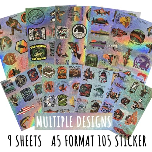 Holographic Fishing Stickers - 105 Pcs Rainbow Vinyl Set
