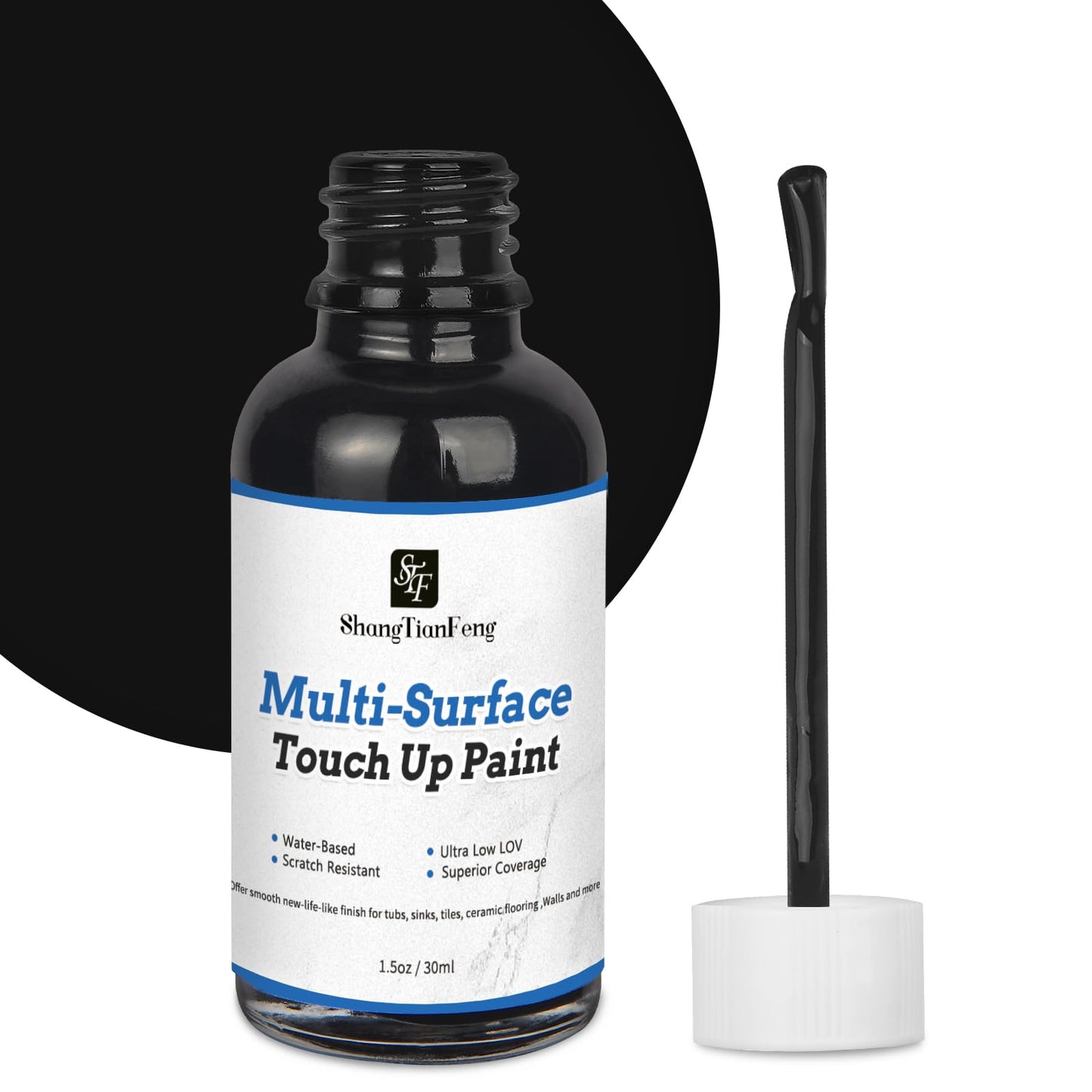 Black Touch Up Paint, Multi-Surface Touch Up Paint Pen, suitable for wall, metal, wood, floor, appliance maintenance, refrigerator, dishwasher, dryer, washing machine, microwave oven and other household appliances high-gloss paint repaint. 1.5 Fl Oz